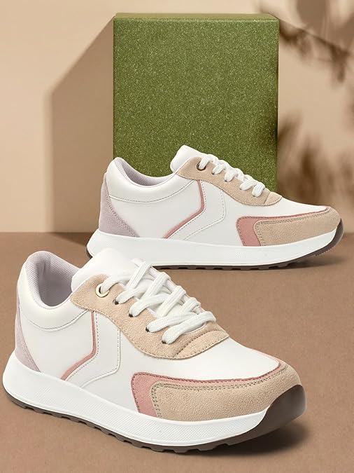 Women Casual Shoes White Beige Sneakers - Image 2
