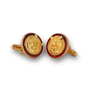 Tiger Enamel Gold Plated Cufflinks (Maroon)