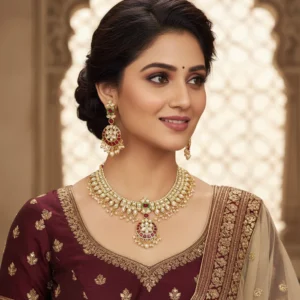 Gold Finish Classic Kundan Necklace Set for Women|Adujustable & Comfortable Fit|Wedding Wear