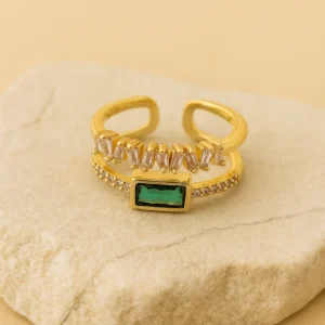 Emerald Crown Gold Ring LR10119