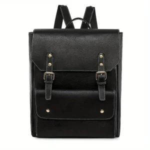 Classic Style Flap Backpack PU Leather School Bag